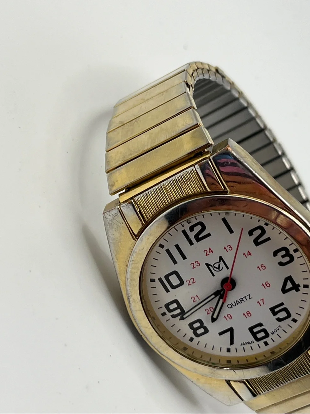 Men's Gold-Tone Quartz Watch with White Dial